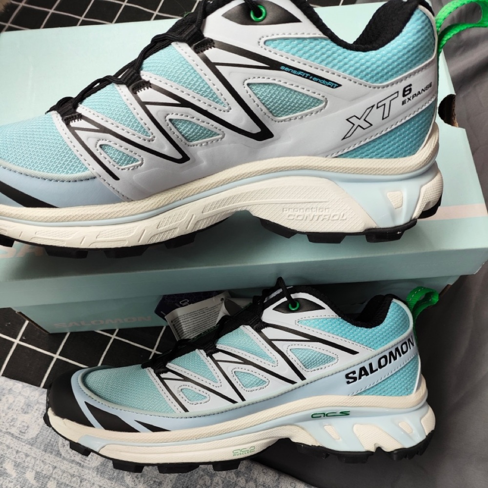 Salomon Sneakers in Light Blue, Black & Green - Picture 2 of 7